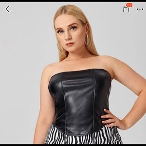 Leather zipper tube top